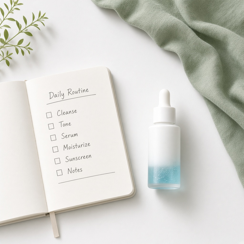 Daily Peptide tracker ritual flat lay